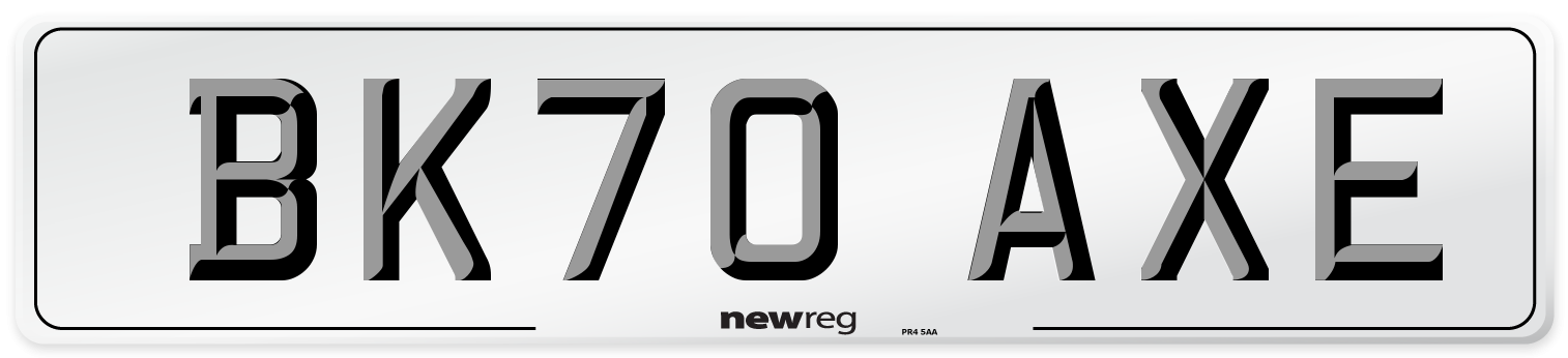 BK70 AXE Number Plate from New Reg
